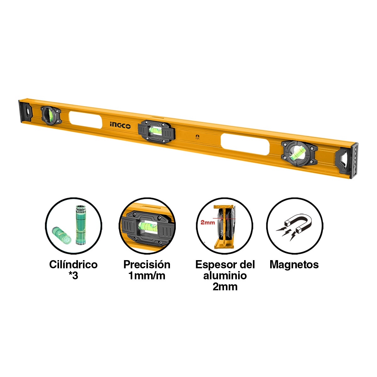 NIVEL DE 3 BURBUJAS 100CM HSL28100 INGCO