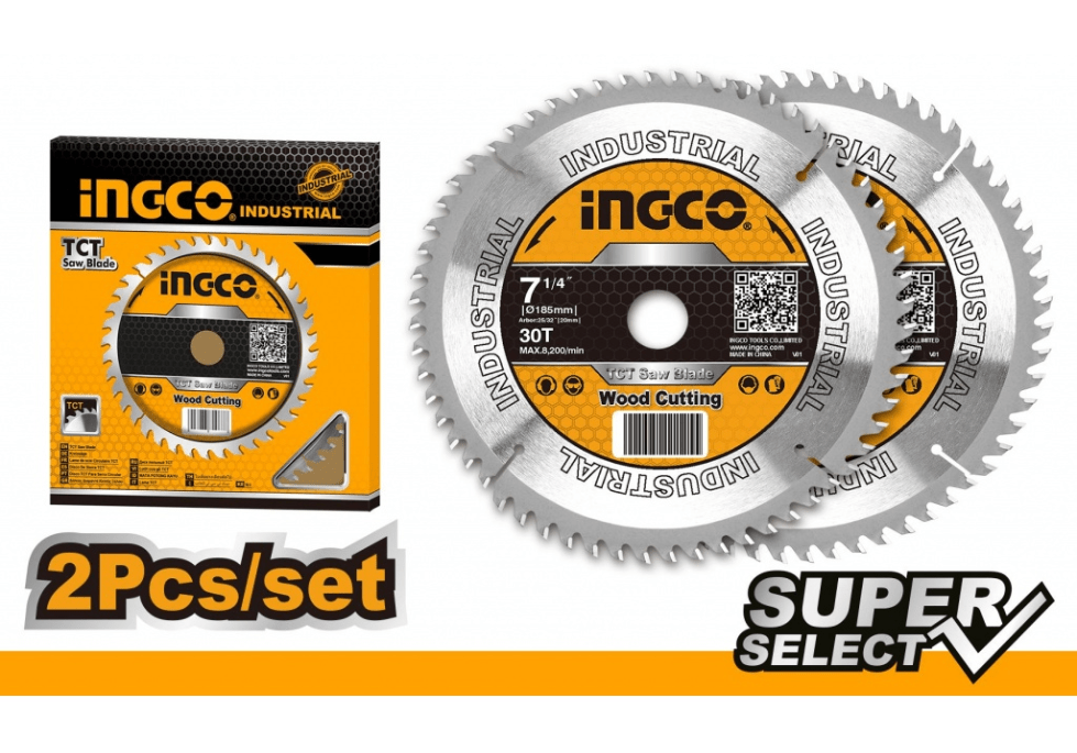 SET 2 HOJAS PARA SIERRA CIRCULAR 30T 7 1/4″ – 185MM TSB118510 INGCO