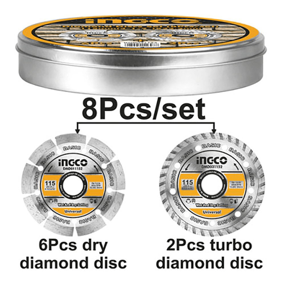 SET DISCOS DIAMANTADOS 8 PIEZAS 115MM DMD301153 INGCO